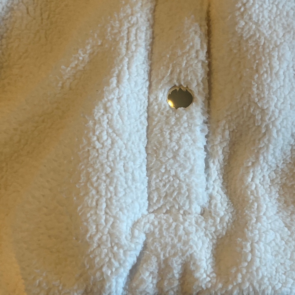 Abercrombie Fleece Sherpa Jacket Kids Girls 11/12 Cream Full Zip Lined Bomber - Picture 5 of 10